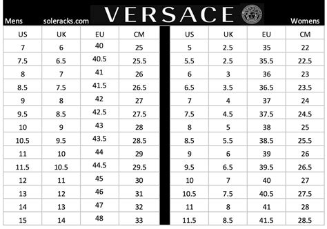 Versace socks size chart